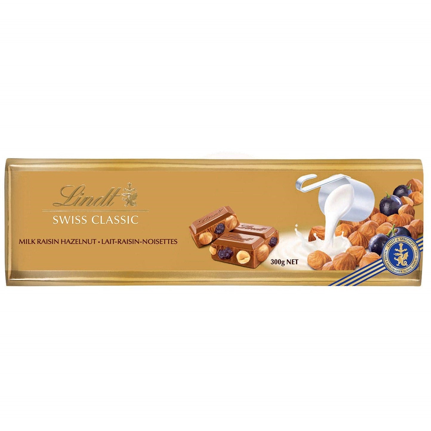 Lindt Swiss Gold Milk Chocolate Raisins and Hazelnuts 300g